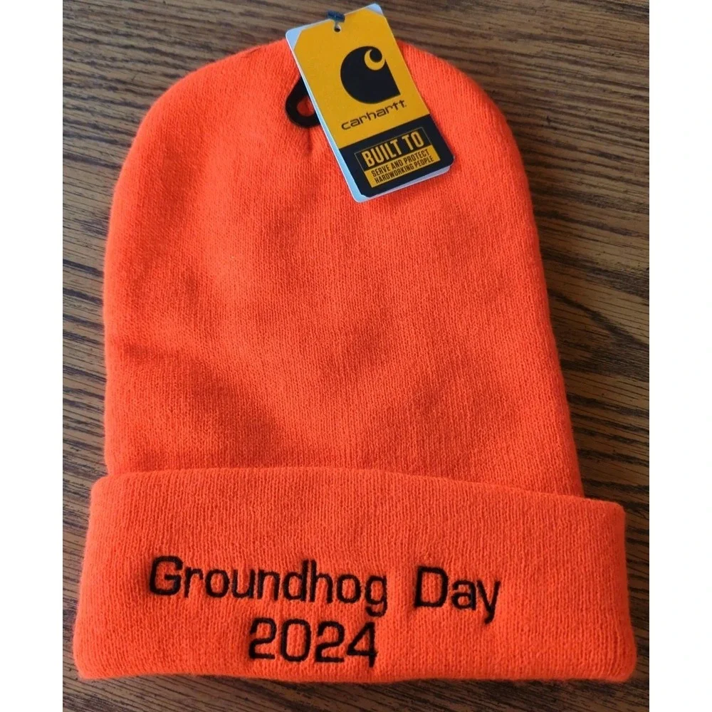 Carhartt  Safety ORANGE Knitted Beanie New with tags Groundhog Day‎ 2024
